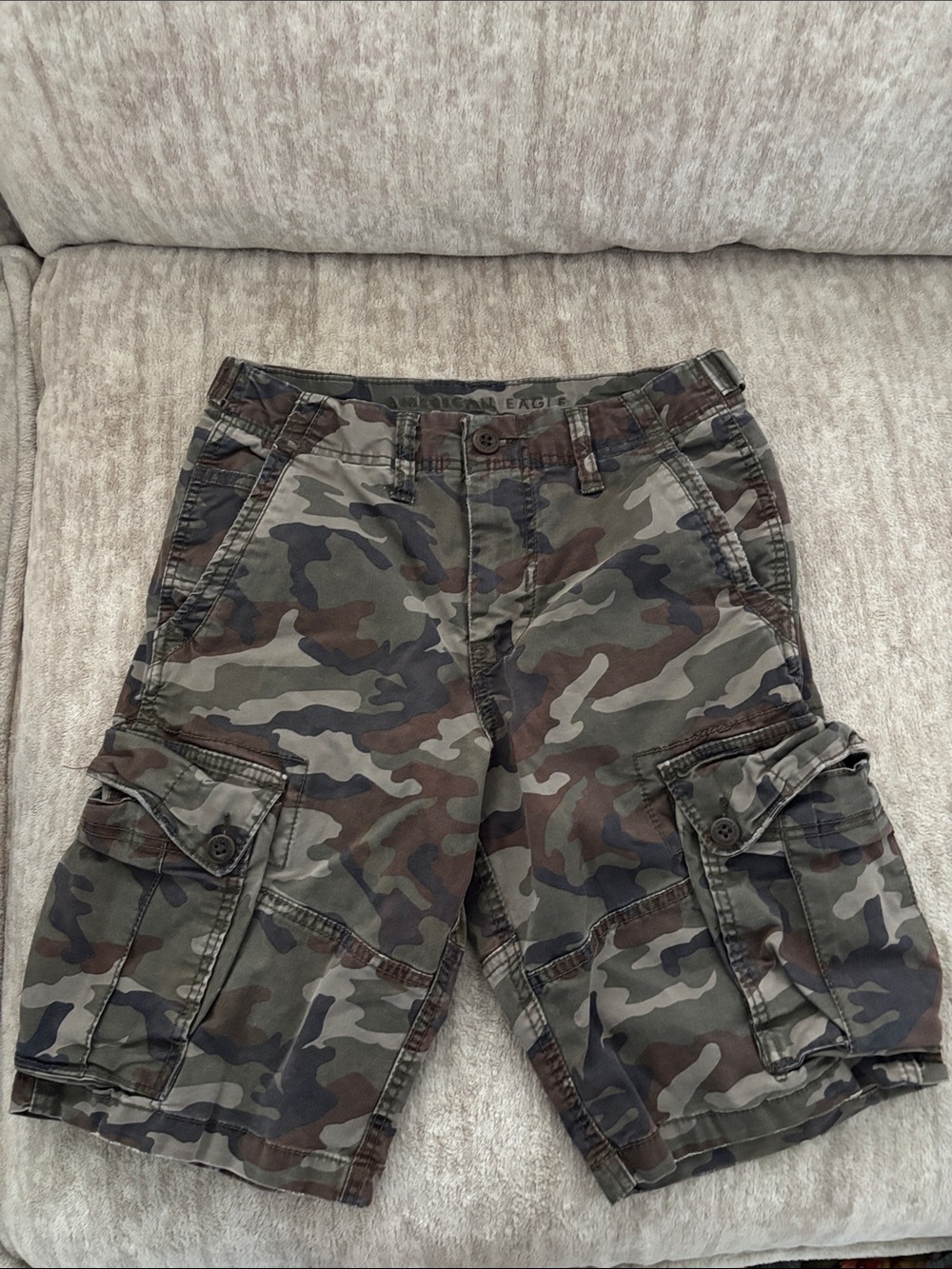 American Eagle Outfitters Men's Camo Cargo Shorts - Olive/Brown